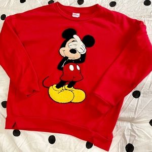 Disney Mickey Mouse Embroidered Red Sweatshirt